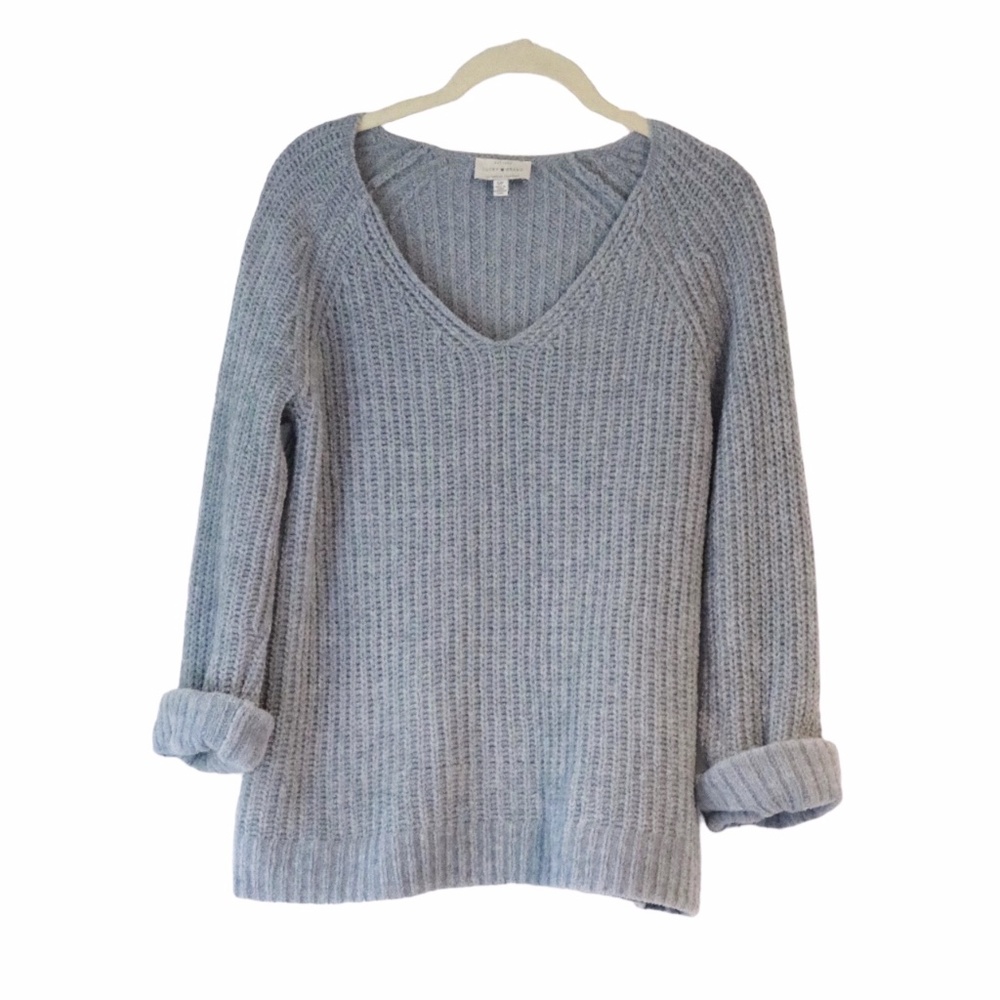 Lucky Brand Pullover Chunky Ribbed Knit Oversize Sweater Size SP Blue A4 - Picture 3 of 7